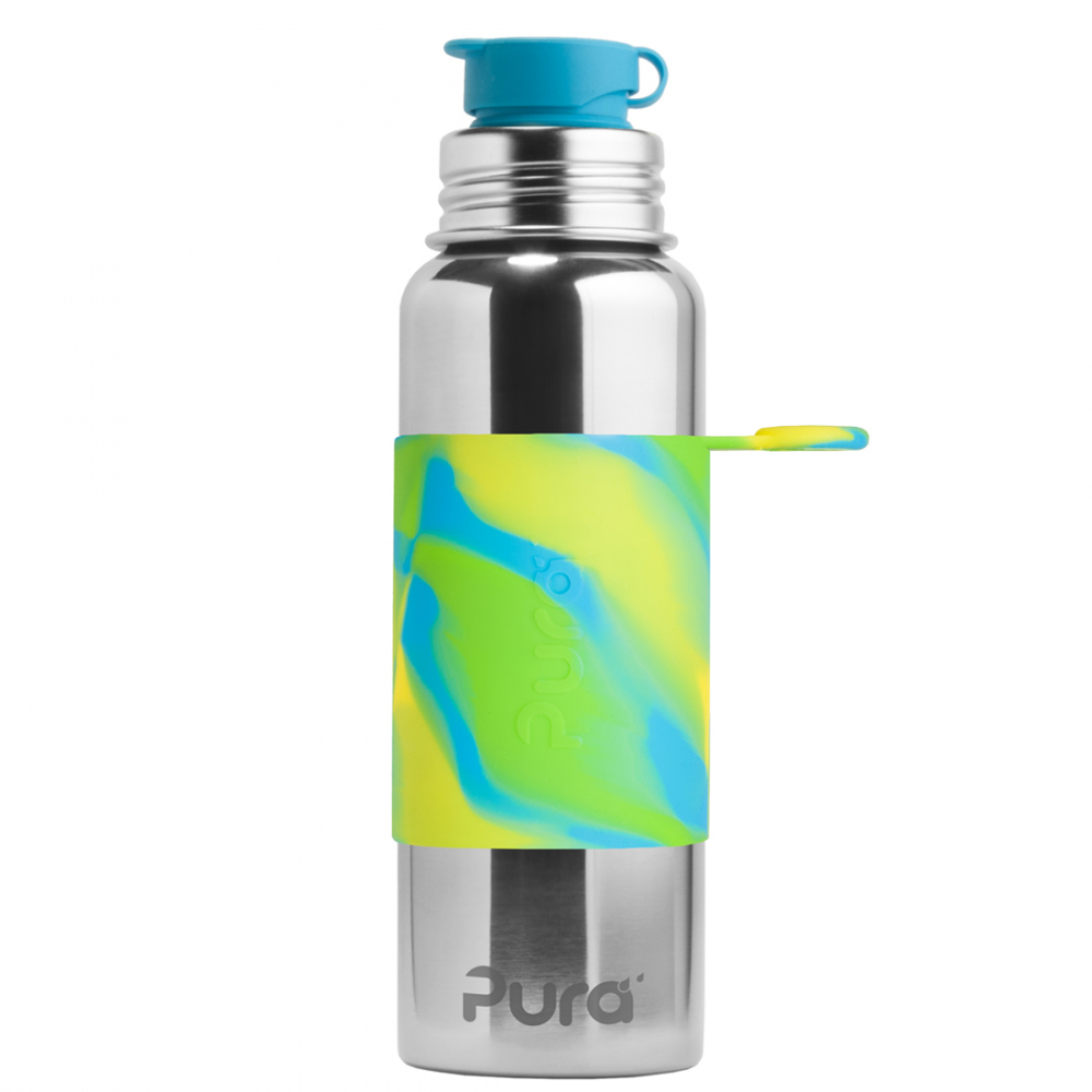 Pura® nerezová láhev se sportovním uzávěrem 850ml zelená aqua
