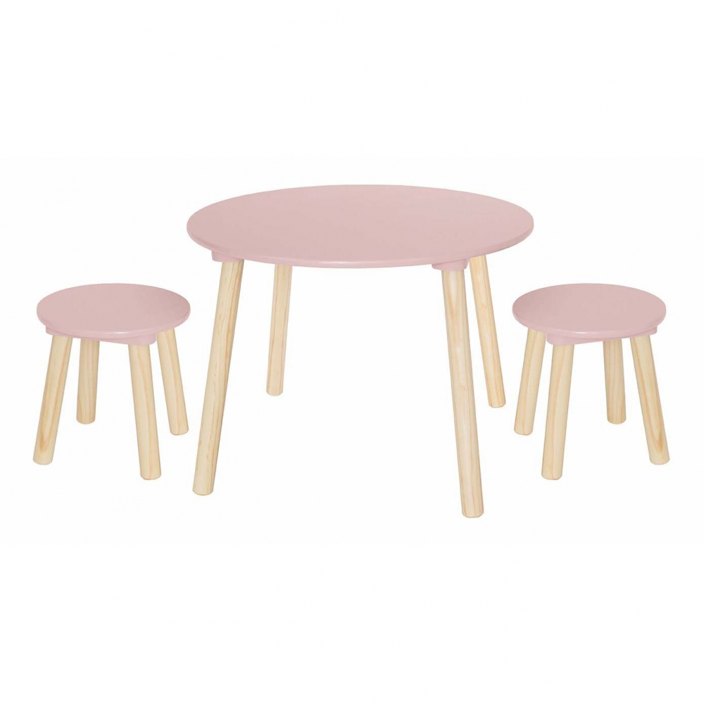Jabadabado Stůl a 2 židle růžový