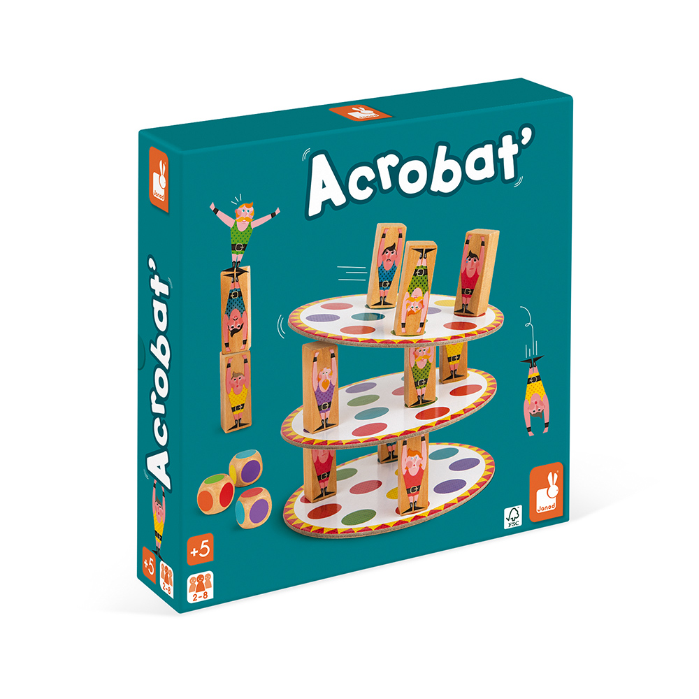 Janod Společenská hra pro děti Akrobat od 5 let 2-8 hráčů hra na motoriku a rovnováhu