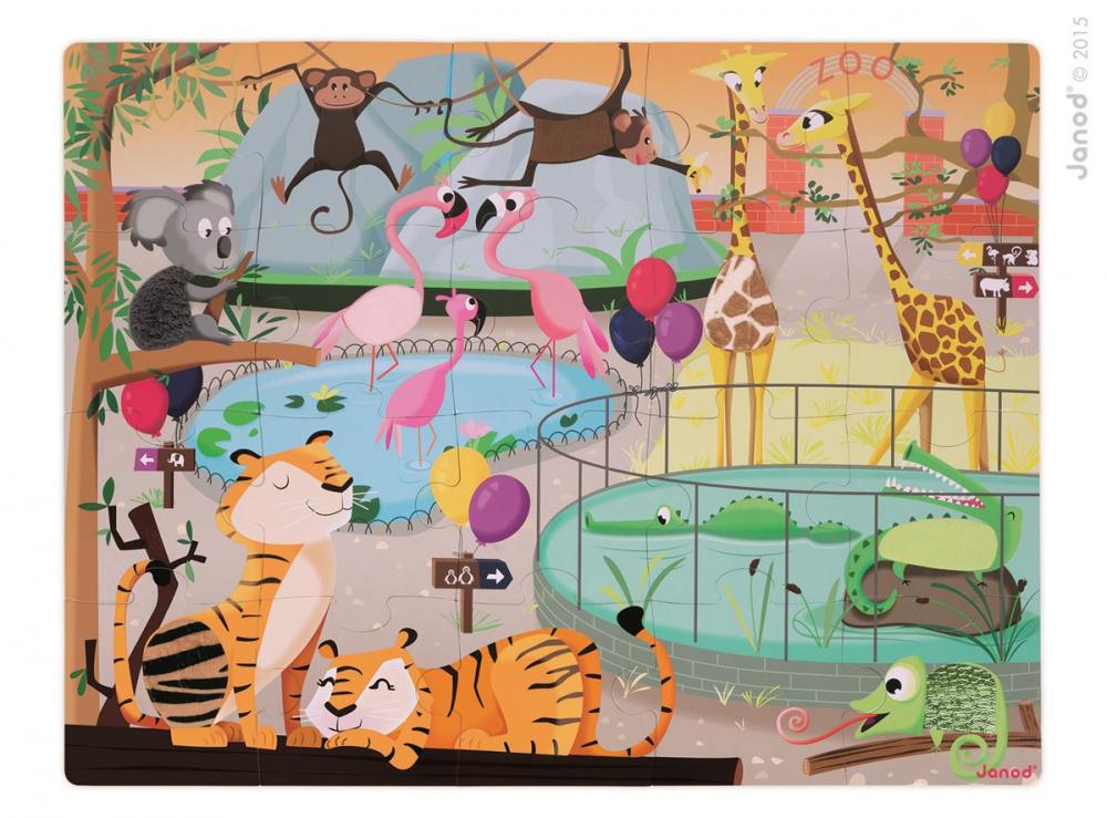 Janod Puzzle dotykov Den v zoologick zahrad s texturou 20 ks