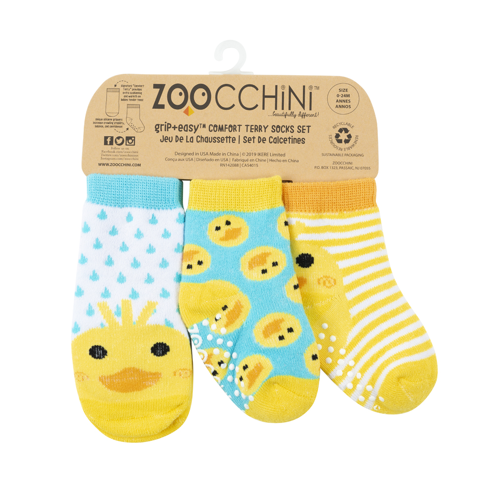 Zoocchini Set 3ks protiskluzové ponožky Kachna