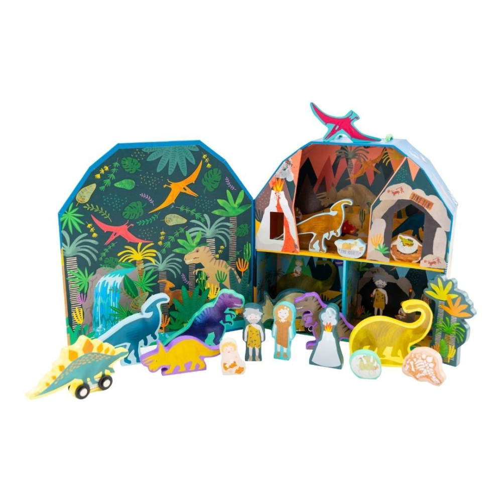 Floss&Rock Playbox s dřevěnými figurkami Dinosaurus
