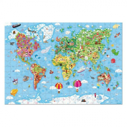 Janod Puzzle Mapa světa v kufříku 300 ks od 6 let
