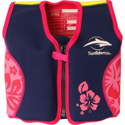 Konfidence Jacket – Vesta na učení plavání Navy – Pink Hibiscus