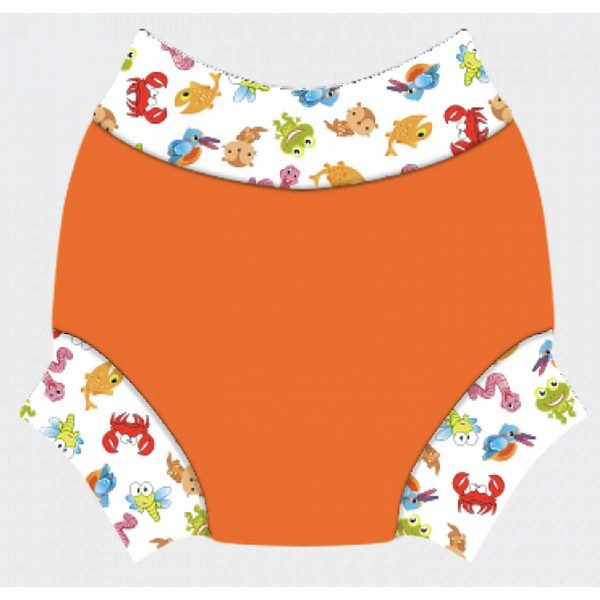 Swim nappy neoprenové plavky Oranžové s housenkami